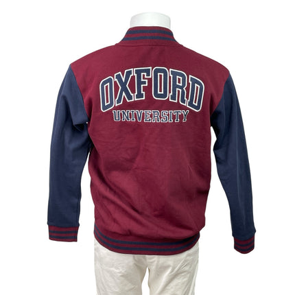 Oxford University Men's Red Colorblock Embroidered Snap Varsity Jacket Size M