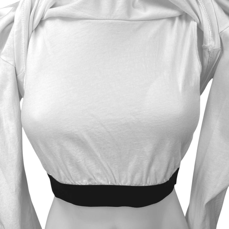 Zara Women's White Overlay Long Sleeve Pullover Crop Sweat Shirt Top Size S