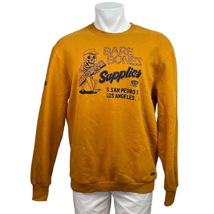Superdry Men's Orange Bare Bones Fleece Long Sleeve Crewneck Sweatshirt Top L