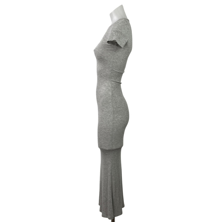 Aritzia The Group Babaton Heather Gray Short Sleeve Knit Maxi Bodycon Dress XS