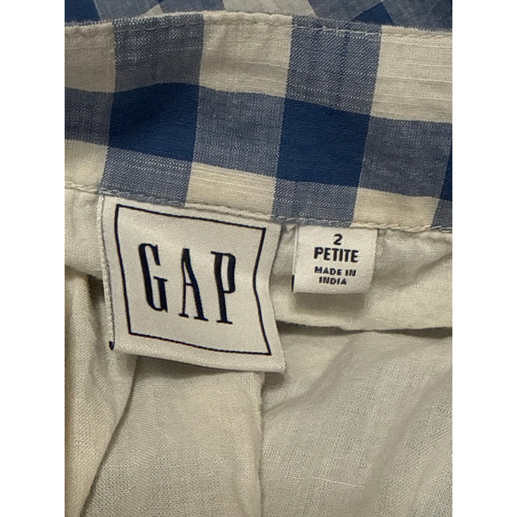 GAP Women's White Blue Gingham Check Tiered Summer Maxi Flare A-Line Skirt Sz 2P