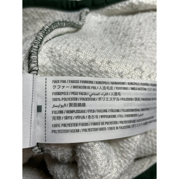 Abercrombie & Fitch White Green Quilted Faux Sherpa Snap Sweater Top Size S