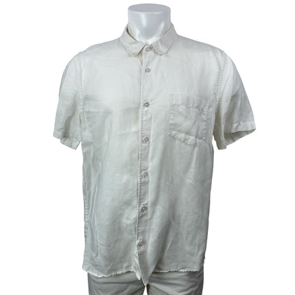 Everlane Mens White Short Sleeves Collared Pocket Casual Button Down Shirt Top L