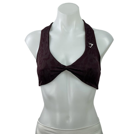 Gymshark Adapt Animal X Whitney Brown Seamless Twist Front Sports Bra Tank Top S