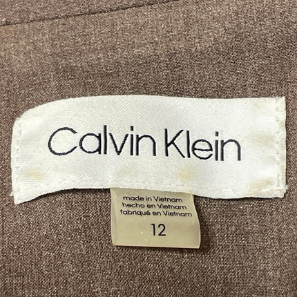 Calvin Klein Brown Long Sleeves Classic Single Button Blazer Coat Jacket Size 12