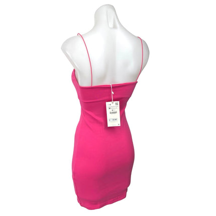 NEW Zara Pink Knit Sleeveless Cami Camisole Mini Bodycon Sweater Tank Dress Sz M