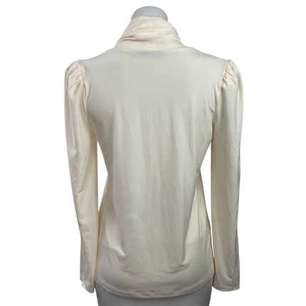 Susan Graver Women's Cream Cowl Neck Layer Stretch Long Sleeve Top Size XXS