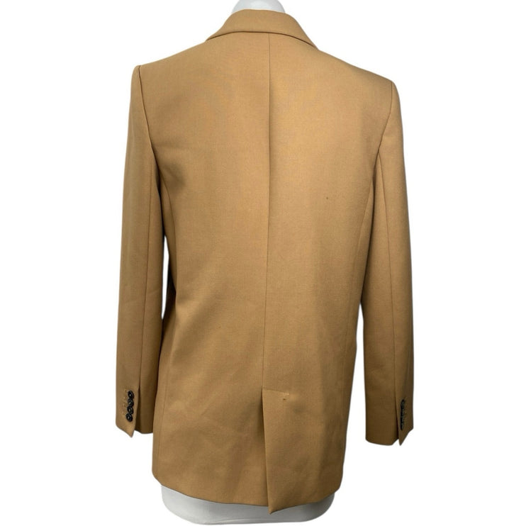Zara Women's Tan Long Sleeve Peak Lapel Single Button Blazer Coat Jacket Size S