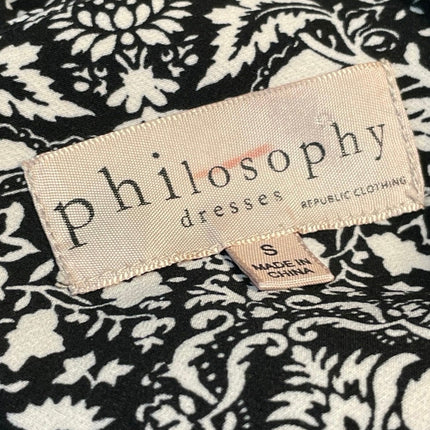 Philosophy Womens Black Damask Floral Print Short Sleeve Mini Shift Dress Size S