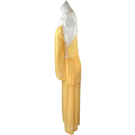 Lovers + Friends Valeria Yellow Sheer Beach Swim Cover Up Matching Set Size M