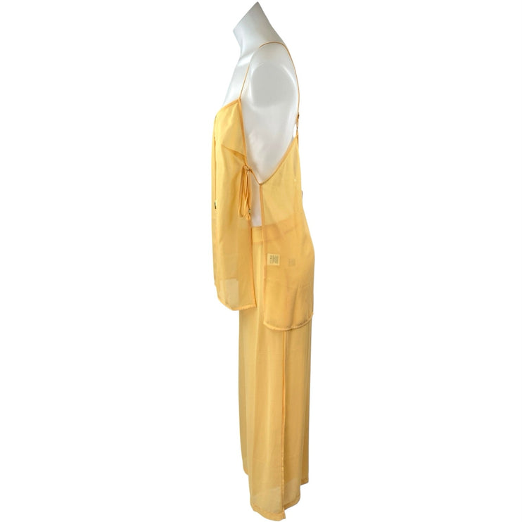 Lovers + Friends Valeria Yellow Sheer Beach Swim Cover Up Matching Set Size M