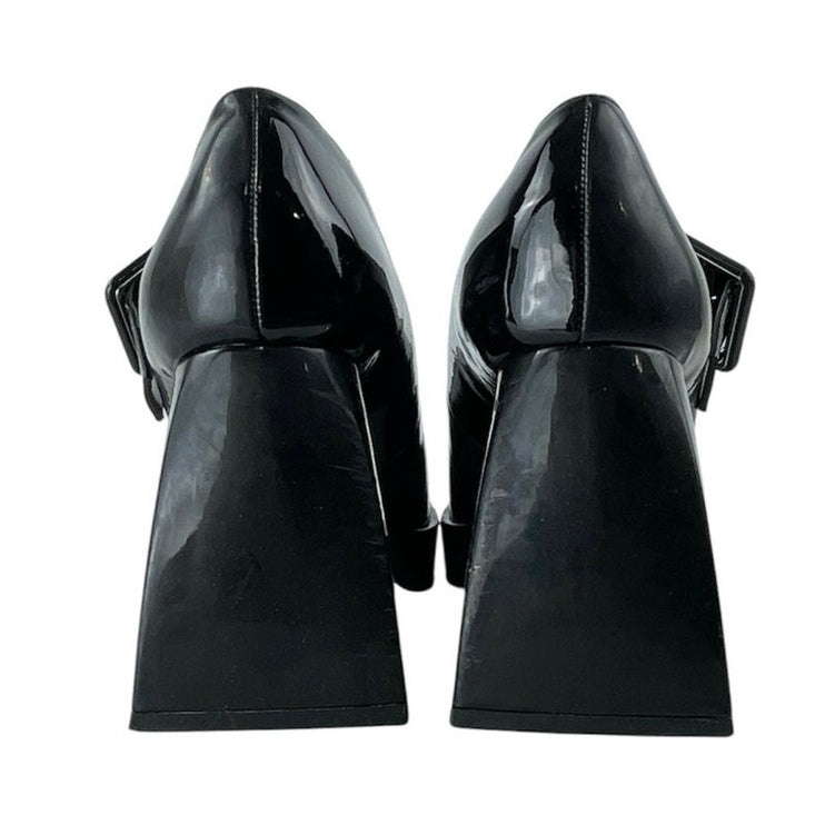 Sam Edelman Circus NY C Logo Black Chunky Platform Heels Mary Jane Pump Shoes 9