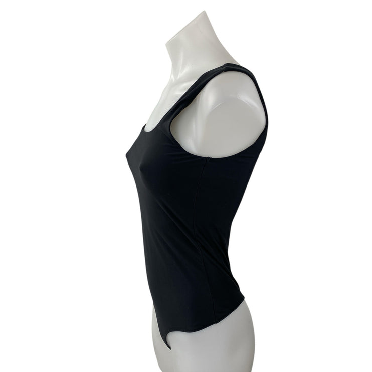 Abercrombie & Fitch Black Sleeveless Square Neck Thong Tank Bodysuit Top Size S