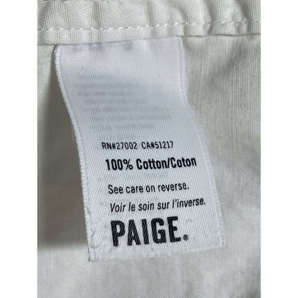 Paige Women's White Short Sleeve Button Up Tie Waist Shirt Mini Dress Size M