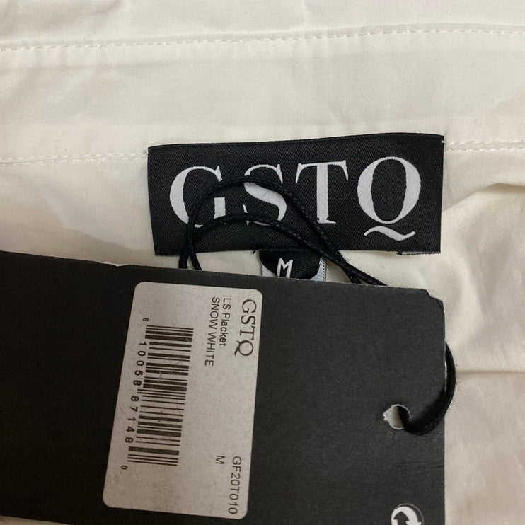 NEW GSTQ Women's White Long Sleeve Pocket Collar Button Front Shirt Top Size M