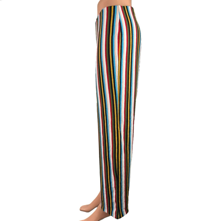 Urban Outfitters Multicolor Rainbow Striped Wide Leg Ankle Trousers Pants Size M