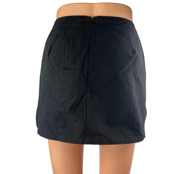 Princess Polly Women's Black High Waisted Back Zip Slit Mini A Line Skirt Size 8