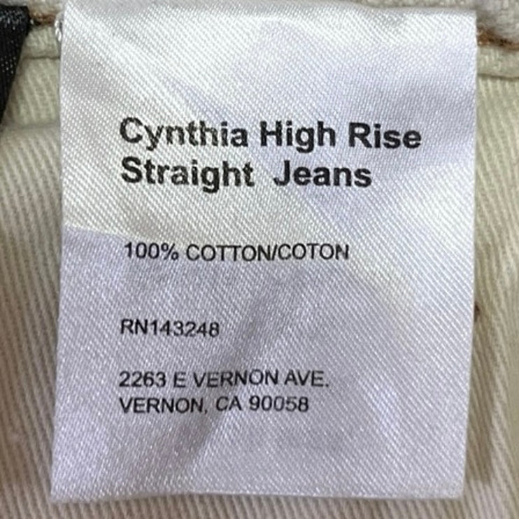 Reformation White High Rise Non Stretch Cynthia High Rise Straight Jeans Size 29