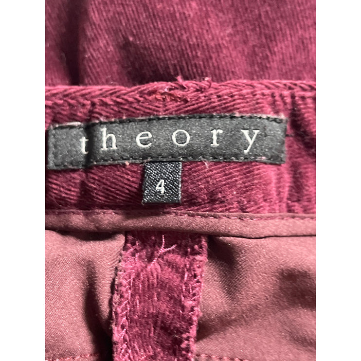 Theory Women's Red Corduroy Low Rise Flared Bootcut Leg Trousers Pants Size 4