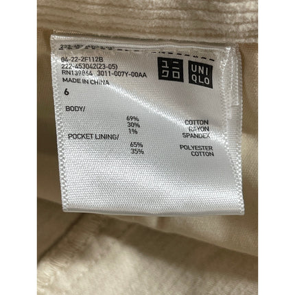 Uniqlo Women's Beige Corduroy Button Down High Rise Mini Flare A-Line Skirt Sz 6