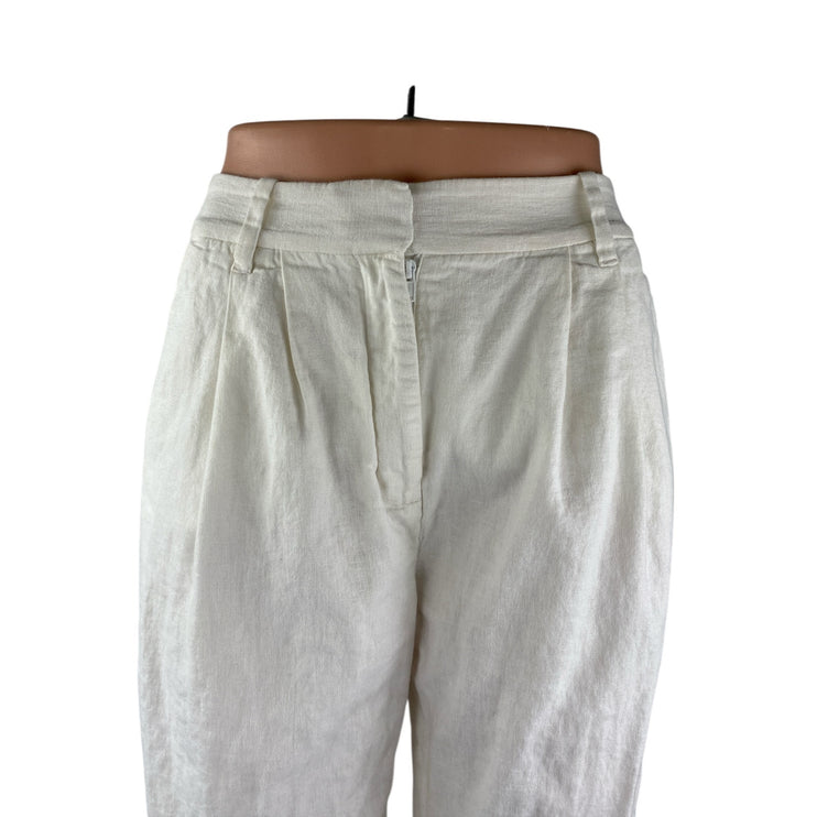 Abercrombie & Fitch White Linen Pleated Palazzo Wide Leg Trousers Dress Pants XS