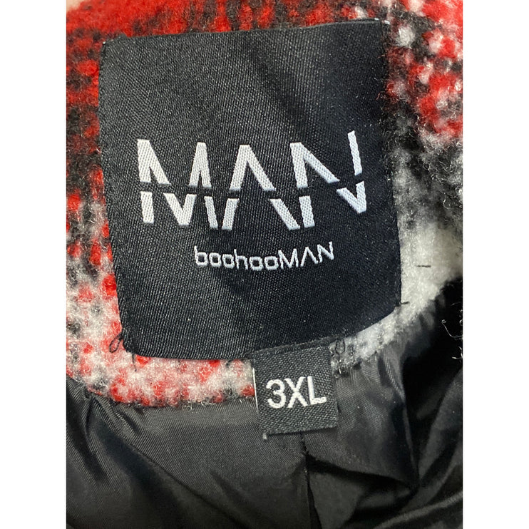 Boohoo MAN Womens Plaid Check Long Sleeve Button Up Shacket Over Coat Jacket 3XL