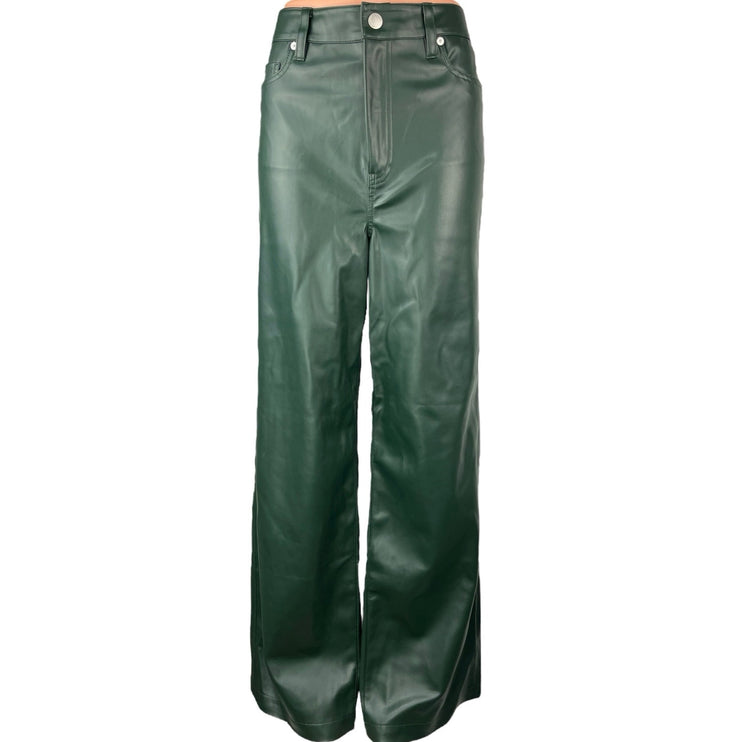 NEW Blank NYC Women's Green Faux Vegan Leather Wide Leg High Waist Pants Sz 28