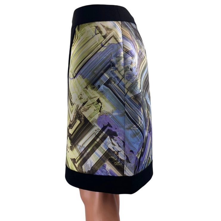 Ted Baker Lucilia Parquet Multicolor Geometric Faux Wrap Pencil Mini Skirt Sz 2
