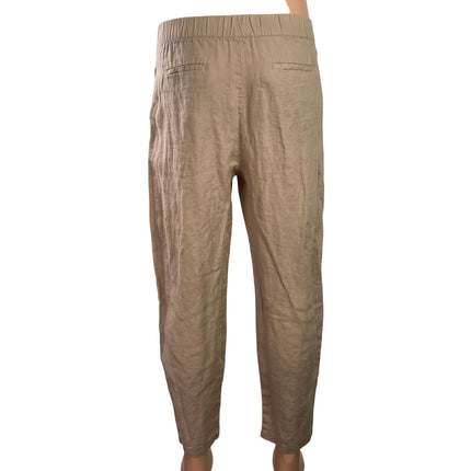 Zara Womens Brown tan Elastic High Waist Straight Tapered Trousers Pants Size XS