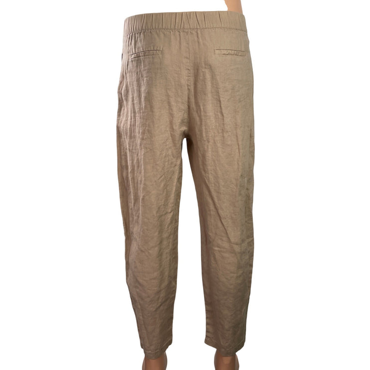 Zara Womens Brown tan Elastic High Waist Straight Tapered Trousers Pants Size XS