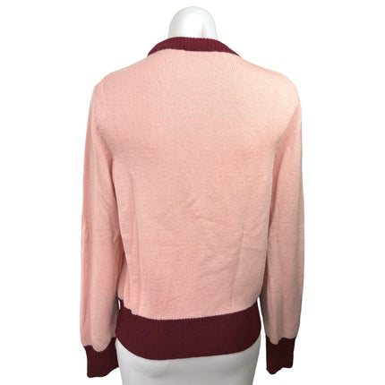 Tory Burch Women's Pink Long Sleeve Crew Neck Ribbed Knit Sweater Top Size S