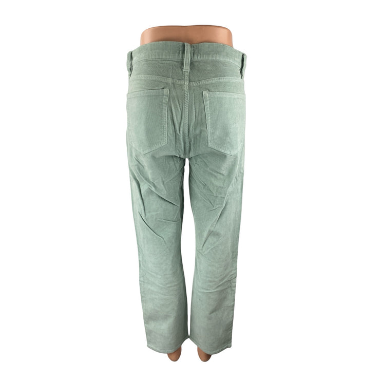 J.Crew Vintage Slim Straight Women's Green Corduroy High Rise Trousers Pants 28