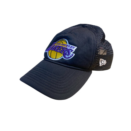 New Era NBA Los Angeles Lakers Black Adjustable Snapback Base Trucker Cap Hat OS