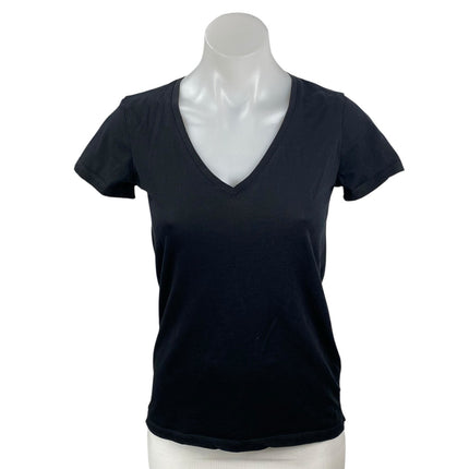 Club Monaco Women's Black Short Sleeve V Neck Basic T Shirt Tee Top Size XS