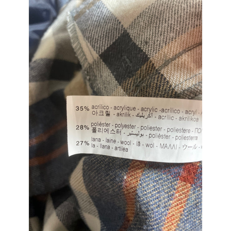 Zara Brown Wool Plaid Check Collared Long Sleeve Button Down Shirt Coat Jacket S