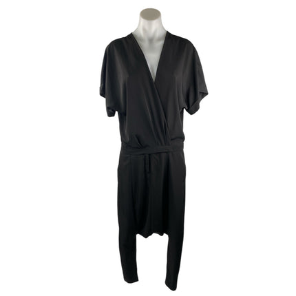 Zara Women's Black Faux Wrap Short Dolman Sleeve Loose Fit Jumpsuit Size M