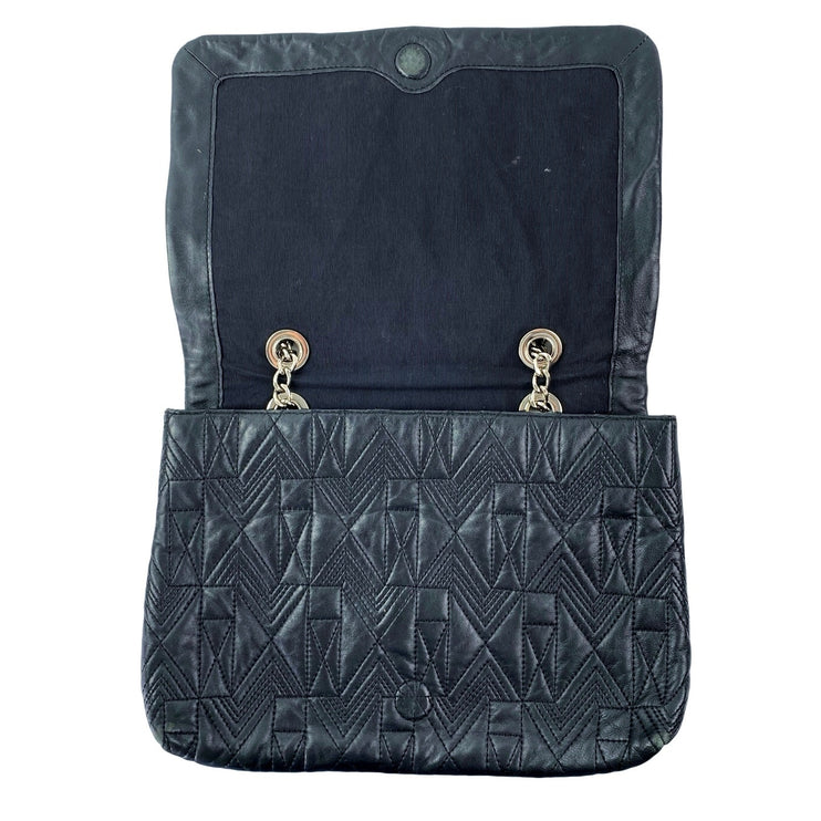 Badgley Mischka Black Faux Leather Vegan Chain Crossbody Purse Bag Handbag OS