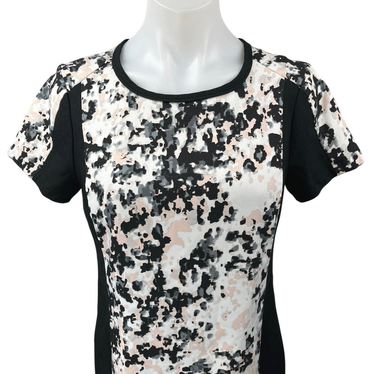Banana Republic Black Multicolor Camo Short Sleeve Mini Pencil Sheath Dress 2