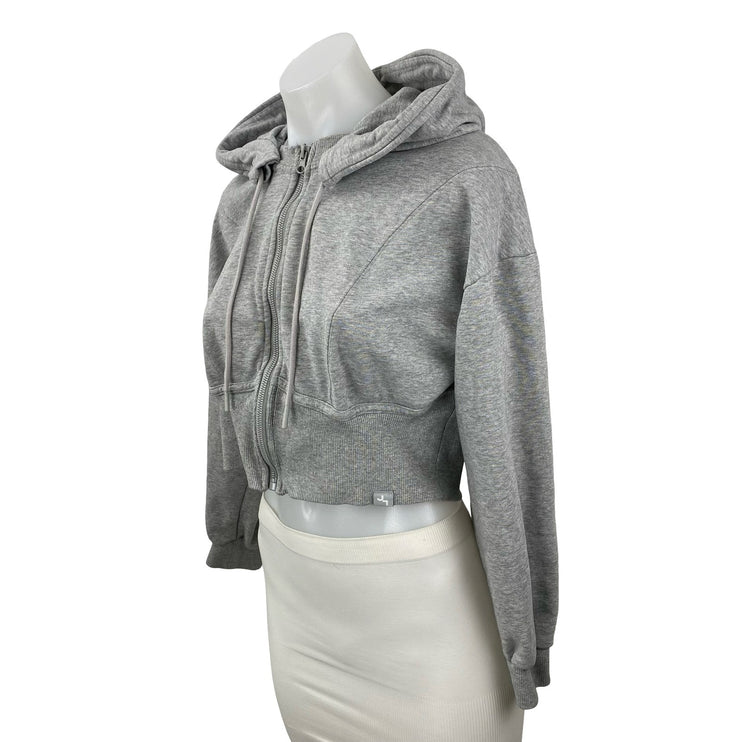JoyLab Women's Gray Long Sleeve Full Zip Crop Sweater Hoodie Sweatshirt Top Sz M