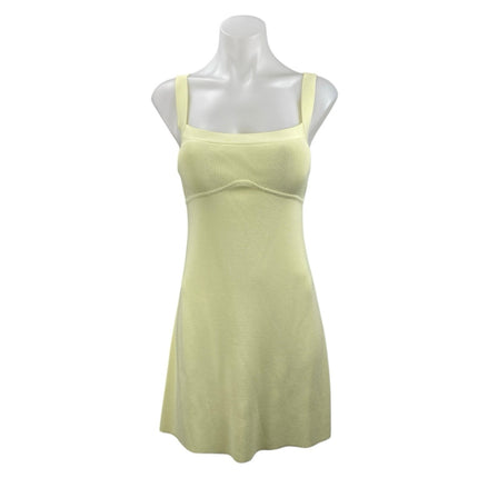Zara Women's Yellow Sleeveless Square Neck Skater A Line Mini Dress Size S