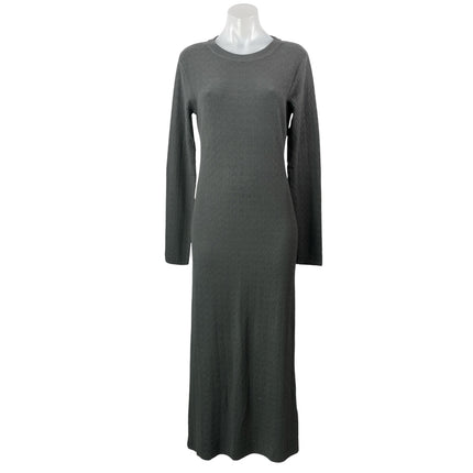 Zara Women's Dark Gray Cable Knit Round Neck Long Sleeve Sweater Maxi Dress L