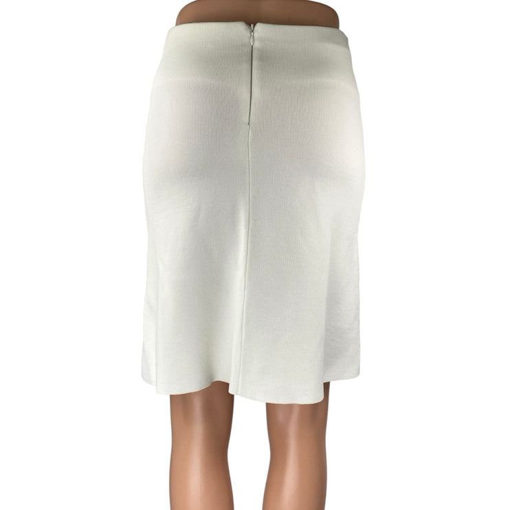 Zara Women's White High Waisted Back Zip Knit Pencil Mini Slip Skirt Size S