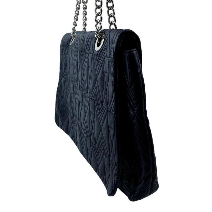 Badgley Mischka Black Faux Leather Vegan Chain Crossbody Purse Bag Handbag OS
