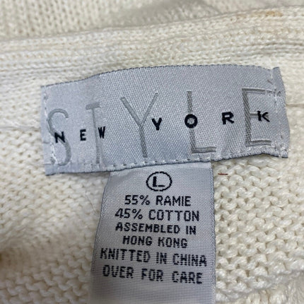 Style New York Cream Long Sleeve 3D V Neck Tassel Mini Sweater Dress Size L