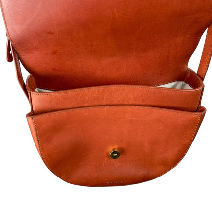 Mansur Gavriel Brandy Orange Brown Vegan Leather Mini Sling Crossbody Saddle Bag