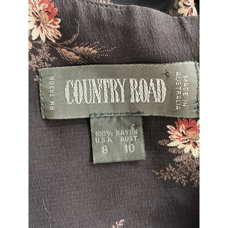 Country Road Women's Black Floral Sleeveless Crew Neck Tank Mini Dress Size 8