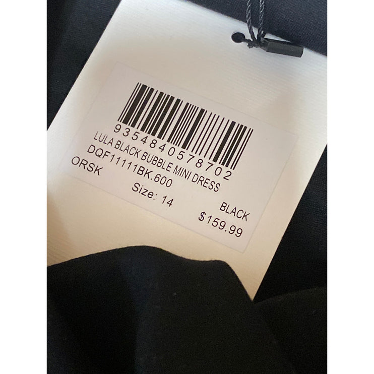 NEW Dissh Black Sleeveless Square Neck Mini Puffball Tank Bubble Hem Dress Sz 14