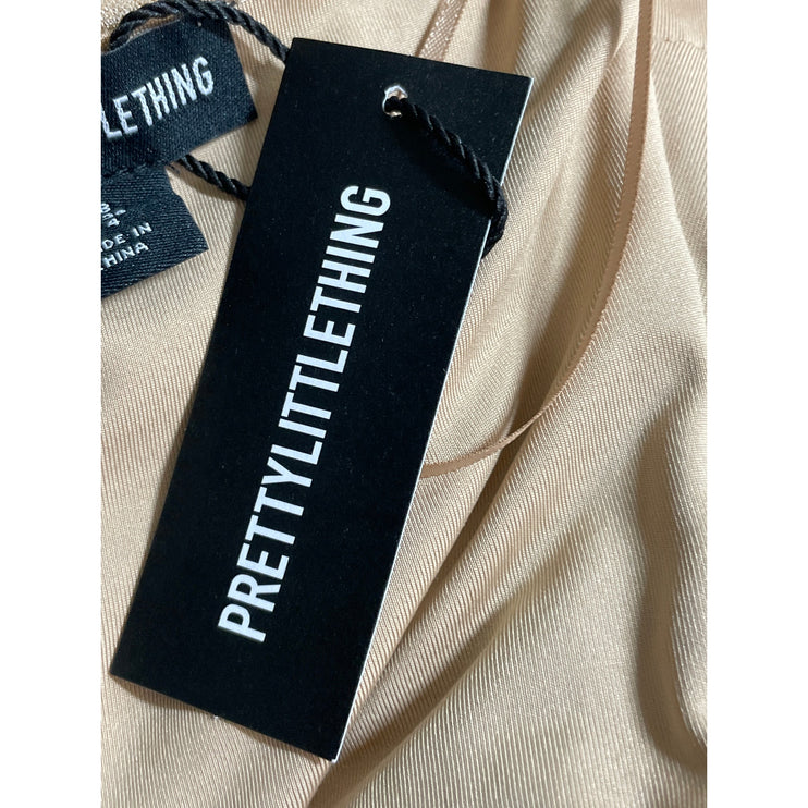 NEW PrettyLittleThing Gold Bandeau Tube Beaded Rhinestone Maxi Bodycon Dress 4