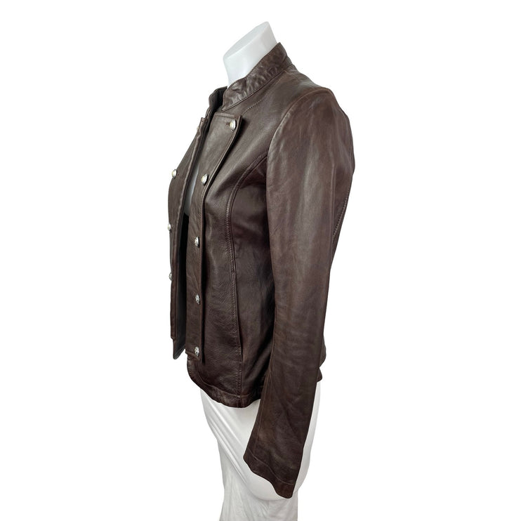 Tommy Hilfiger 100 Genuine Leather Women's Long Sleeve Military Coat Jacket XS