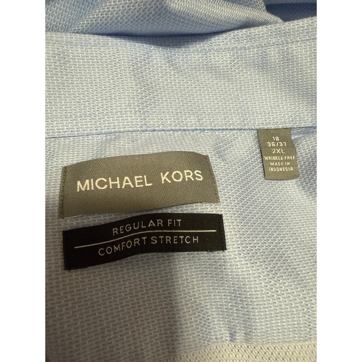 Michael Kors Men's Blue Long Sleeve Button Down Stretch Dress Shirt Top Size XXL